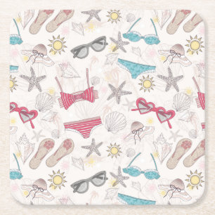 Dessous De Verre Carré Motif mignon d'abrégé sur été