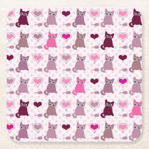 Dessous De Verre Carré Motif mignon de filles de chaton