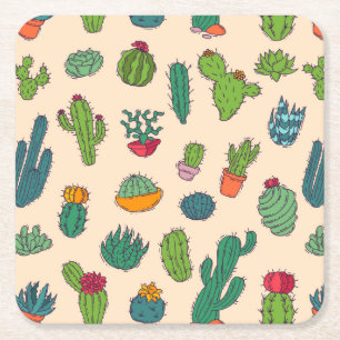 Dessous De Verre Carré Motif mignon de position de cactus