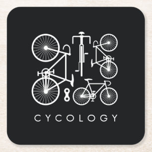 Dessous De Verre Carré Motif moderne à vélo noir et blanc