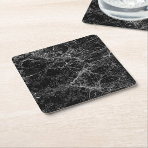 Dessous De Verre Carré Motif moderne noir et blanc de marbre de Faux