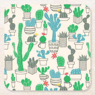 Dessous De Verre Carré Motif naturel des cactus floraux