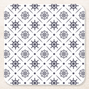 Dessous De Verre Carré Motif nautique avec volant et boussole