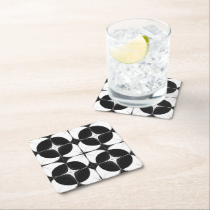 Dessous De Verre Carré Motif noir et blanc Abstrait