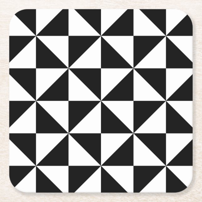 Dessous De Verre Carré Motif noir et blanc de triangle (Devant)