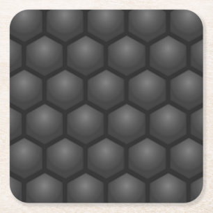 DESSOUS DE VERRE CARRÉ MOTIF NOIR HEXAGON