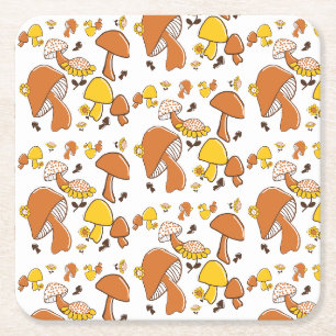 Dessous De Verre Carré Motif nostalgique de champignons