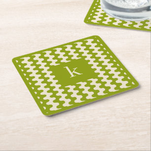 Dessous De Verre Carré Motif ondulé vert lime Matcha Monogramme