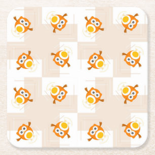 Dessous De Verre Carré Motif orange d'illustration de hibou