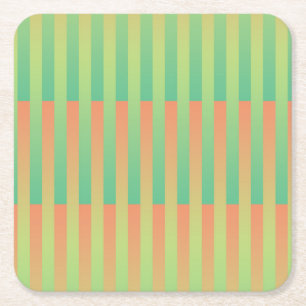 Dessous De Verre Carré Motif orange vert rayé