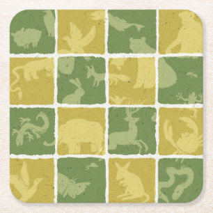 Dessous De Verre Carré motif orienté de zoo