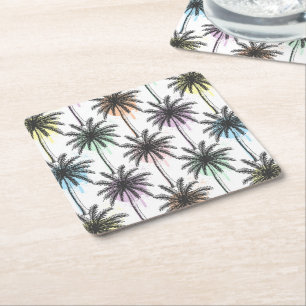 Dessous De Verre Carré Motif Paint Drop Palm Tree