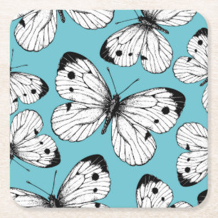 Dessous De Verre Carré Motif papillon de choux