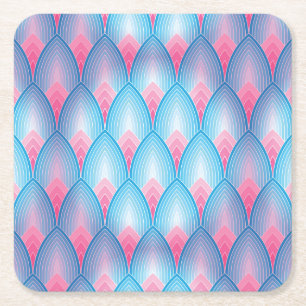 Dessous De Verre Carré Motif Pétal Turquoise Et Rose