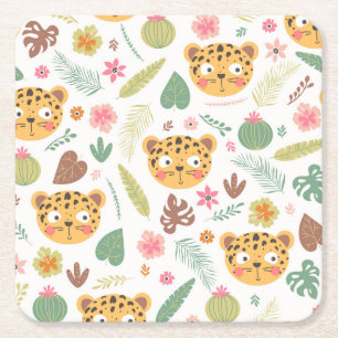 Dessous De Verre Carré Motif Plante de Leopard Head Tropical