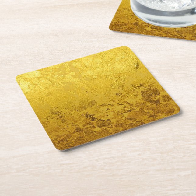 Dessous De Verre Carré Motif PURE FEUILLE D'OR + votre texte / photo (Incliné)