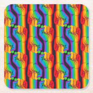 Dessous De Verre Carré Motif Rainbow Fist