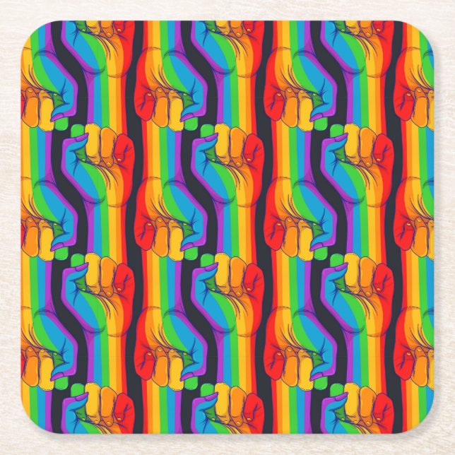 Dessous De Verre Carré Motif Rainbow Fist (Devant)