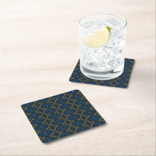 Dessous De Verre Carré Motif Rétro Vintage Deep Blue