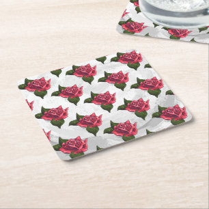 Dessous De Verre Carré Motif rose