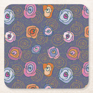 Dessous De Verre Carré Motif rose de champ de résumé