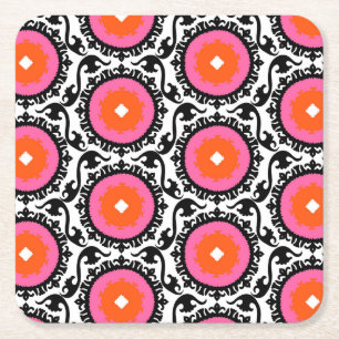 Dessous De Verre Carré Motif rose de Suzani
