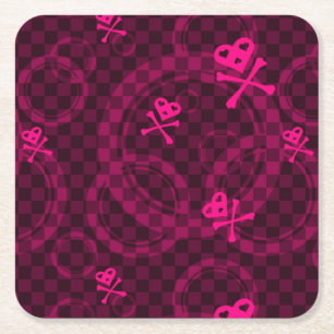 Dessous De Verre Carré Motif rose d'Emo avec des cercles
