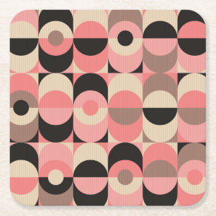 Dessous De Verre Carré Motif rose moderne de la moitié du siècle