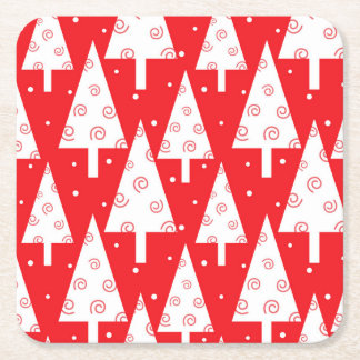 Dessous De Verre Carré Motif rouge d'arbres de Noël