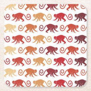 Dessous De Verre Carré Motif rouge de singes