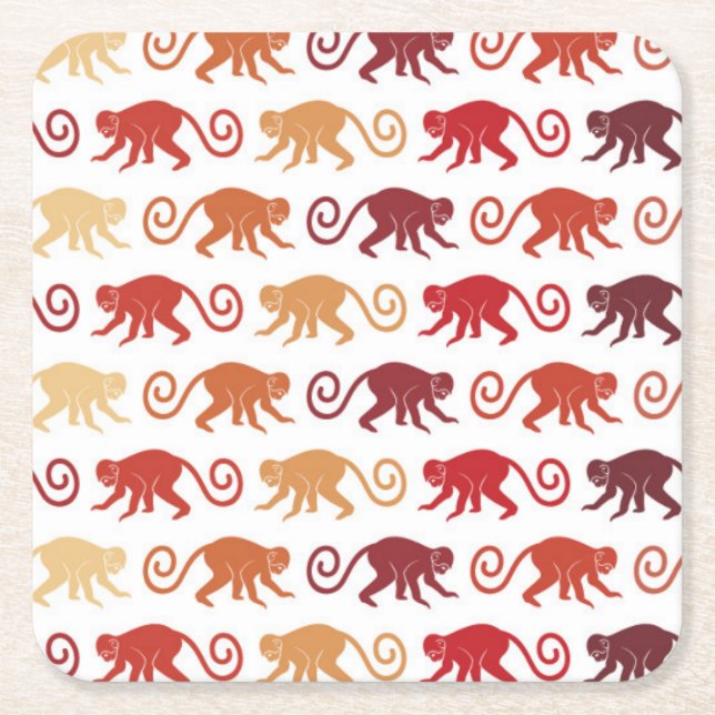 Dessous De Verre Carré Motif rouge de singes (Devant)