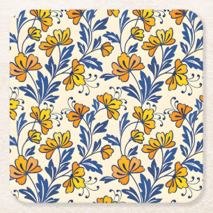 Dessous De Verre Carré Motif sans couture époustouflant de fleurs et de f