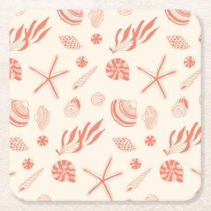 Dessous De Verre Carré Motif sans joint avec coquillages