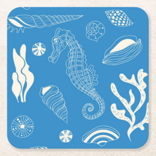Dessous De Verre Carré Motif sans joint avec coquillages