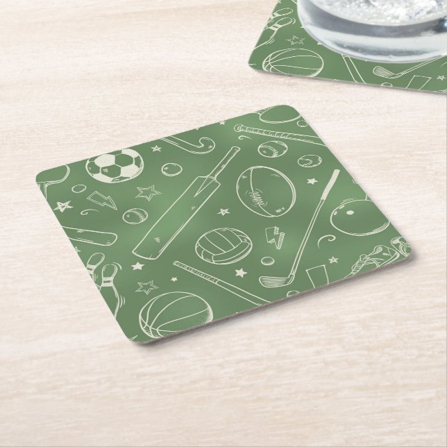 Dessous De Verre Carré Motif sportif vert (Incliné)