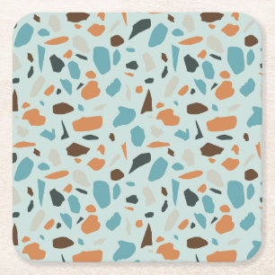 Dessous De Verre Carré Motif Terrazzo Bleu