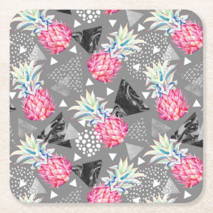 Dessous De Verre Carré Motif texturisé par ananas géométrique