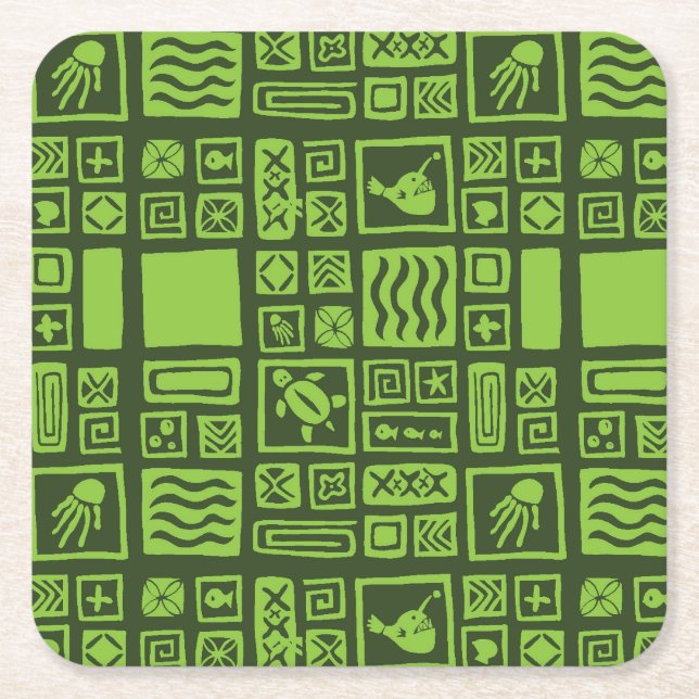 Dessous De Verre Carré Motif Tiki (Devant)