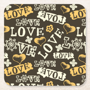 Dessous De Verre Carré Motif tiré par la main d'amour