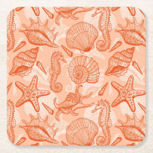 Dessous De Verre Carré Motif tiré par la main de mer