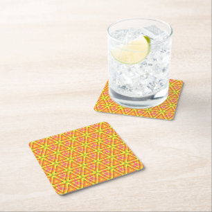 Dessous De Verre Carré Motif Triangle Jaune Doré