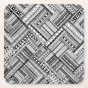 Dessous De Verre Carré Motif tribal inspiré d'art