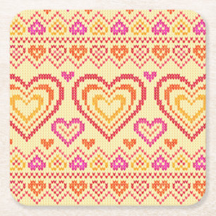 Dessous De Verre Carré Motif tricoté par Saint-Valentin