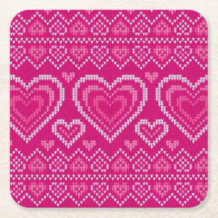 Dessous De Verre Carré Motif tricoté par Saint-Valentin 2