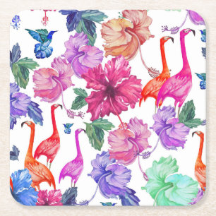Dessous De Verre Carré Motif tropical d'aquarelle