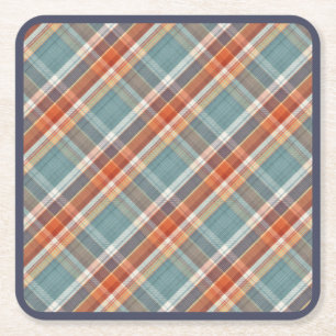 Dessous De Verre Carré Motif Turquoise moderne bleu foncé orange blanc pl