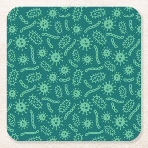 Dessous De Verre Carré Motif vert de microbes