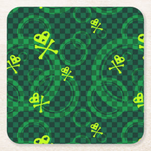Dessous De Verre Carré Motif vert d'Emo avec des cercles