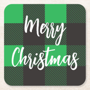 Dessous De Verre Carré Motif vert Joyeux Noël