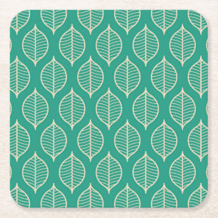 Dessous De Verre Carré Motif vert stylisé de feuille
